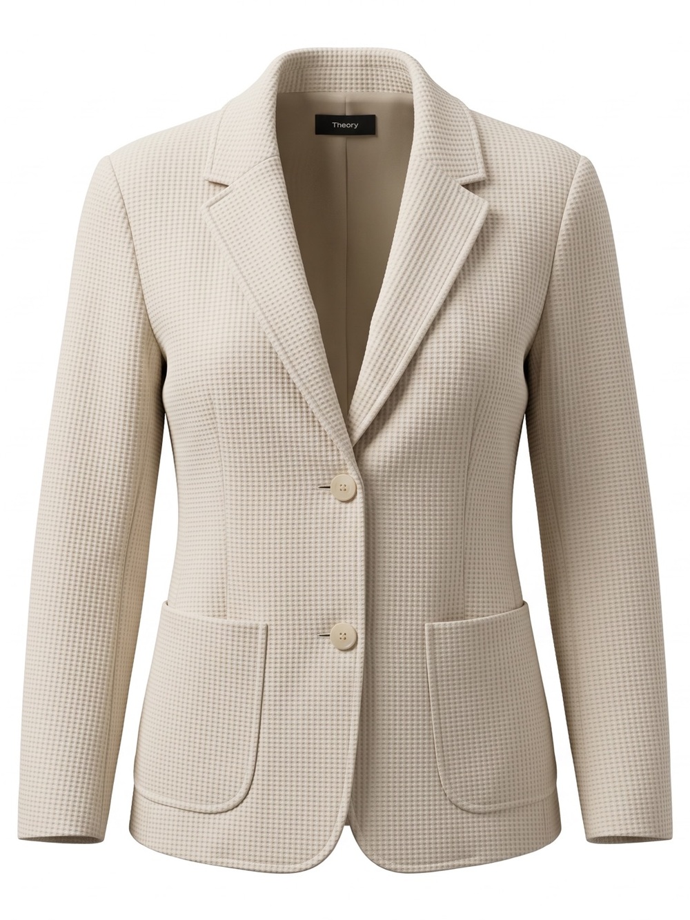 Theory | Cream Textured Two-Button Suit Blazer Jacket | Size 8 - Picture 7 of 10
